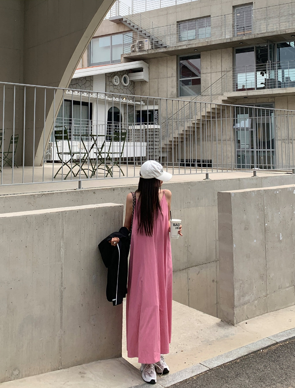 💕韓系氣質V領慵懶露背休閒度假長裙