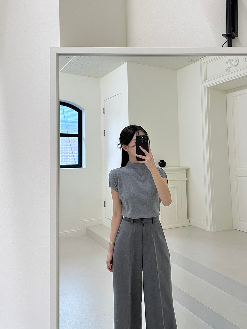 💕chic韓系通勤百搭高腰闊腿喇叭長褲