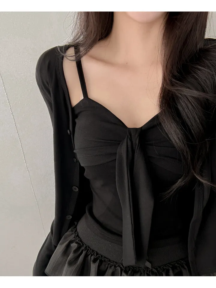 💕韓系chic春秋兩件套純色開衫