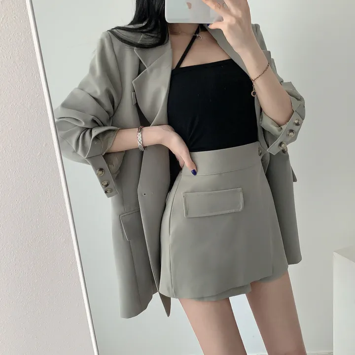 💕春秋韓版西裝短褲裙兩件套