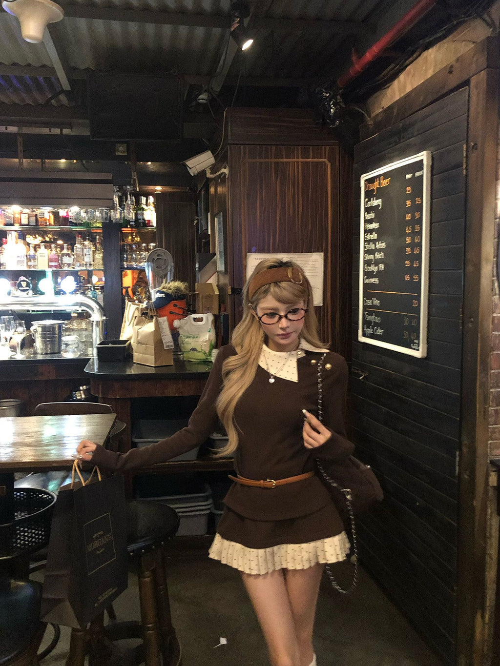 💕韓系千金咖色低調絕美兩件套