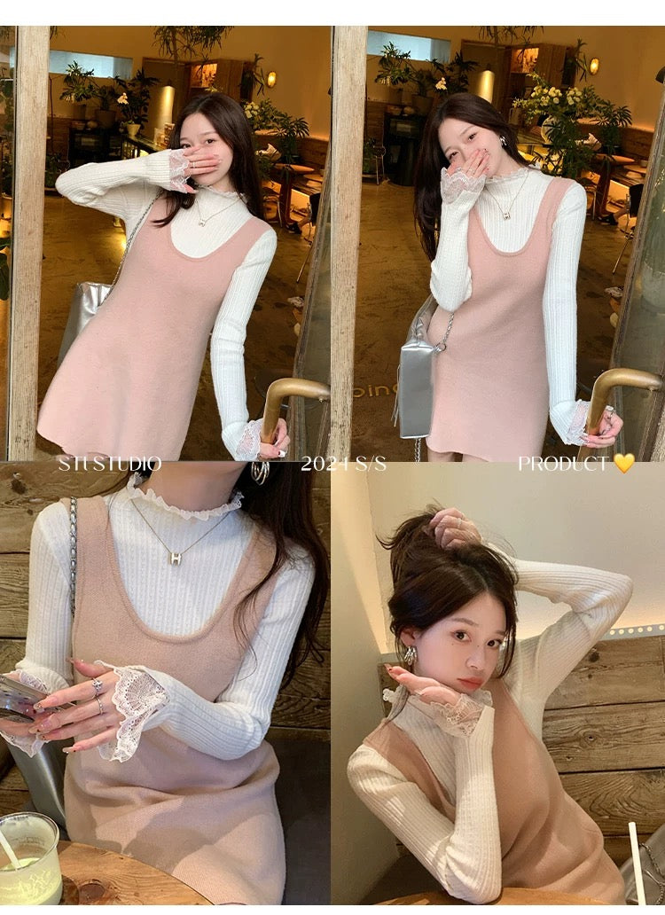💕可愛小香風內搭針織打底半高領上衣