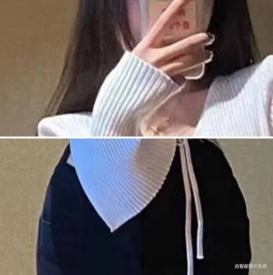 💕法式不規則扭結V領針織長袖毛衣
