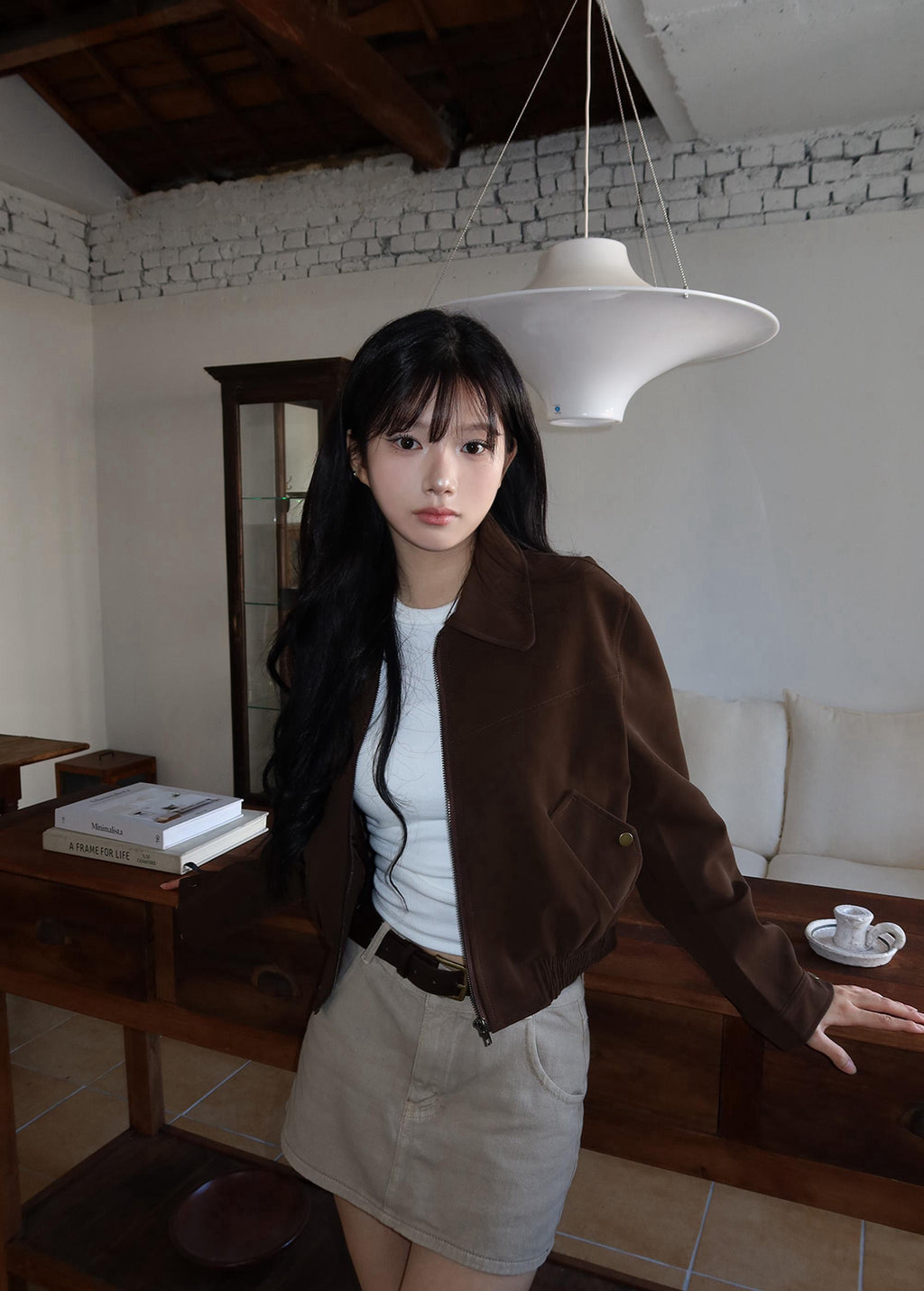 💕韓系東大門美拉德仿鹿皮絨短版夾克