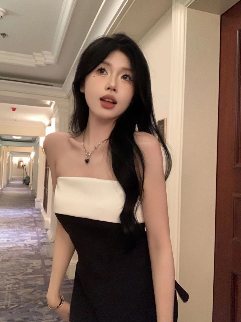 💕高級感撞色小香抹胸甜辣上衣