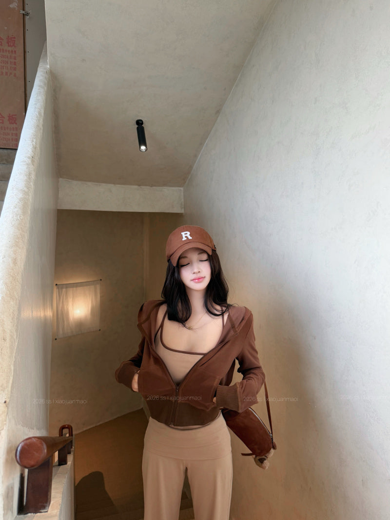 💕鬆弛感連帽衛衣背心微喇叭懶人套裝