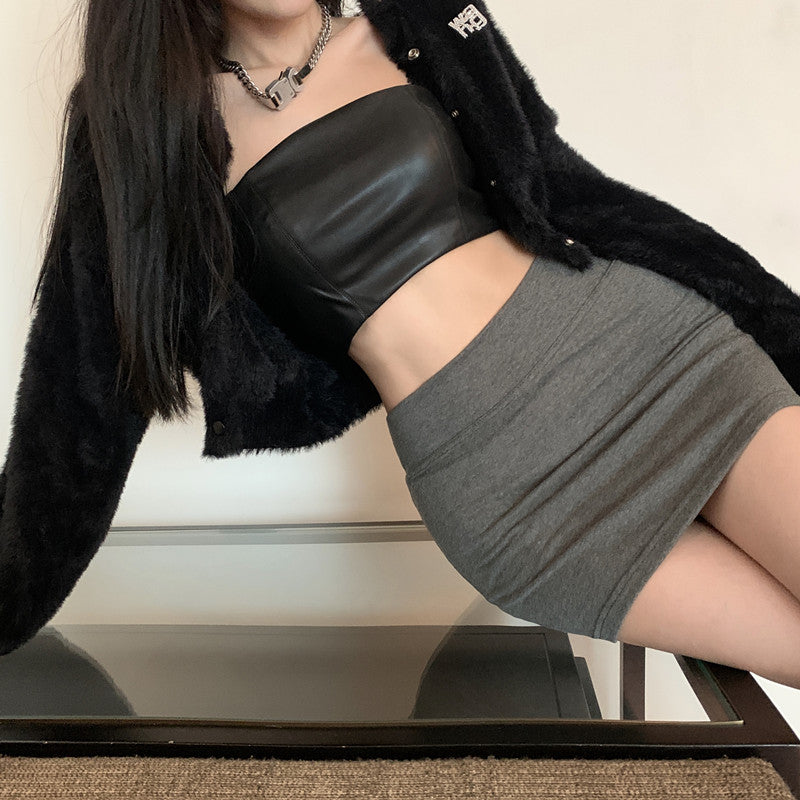 💕百搭必備顯瘦彈力氣質包臀短裙