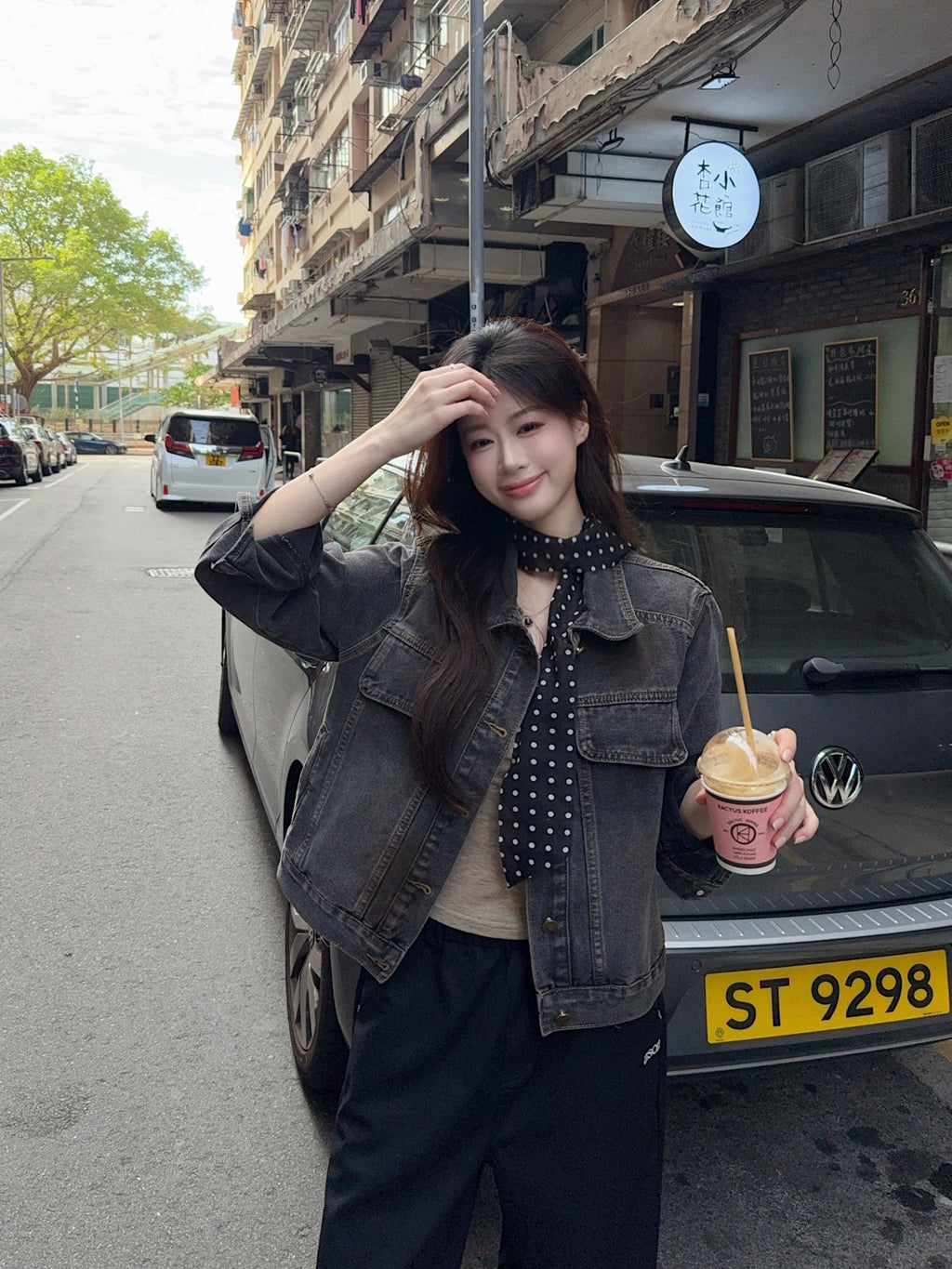 💕美式暈染水洗牛仔黑灰重工短外套