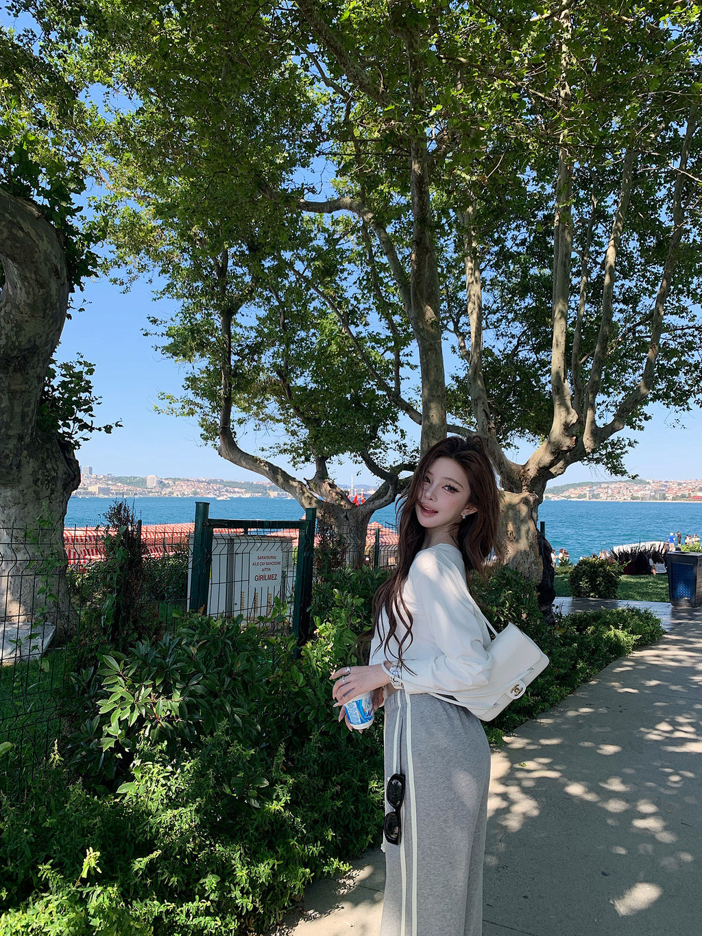 💕氣質通勤寬鬆露肩休閒褲兩件套