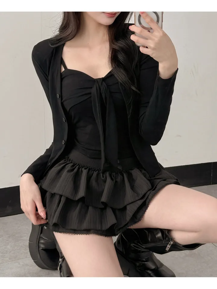 💕韓系chic春秋兩件套純色開衫
