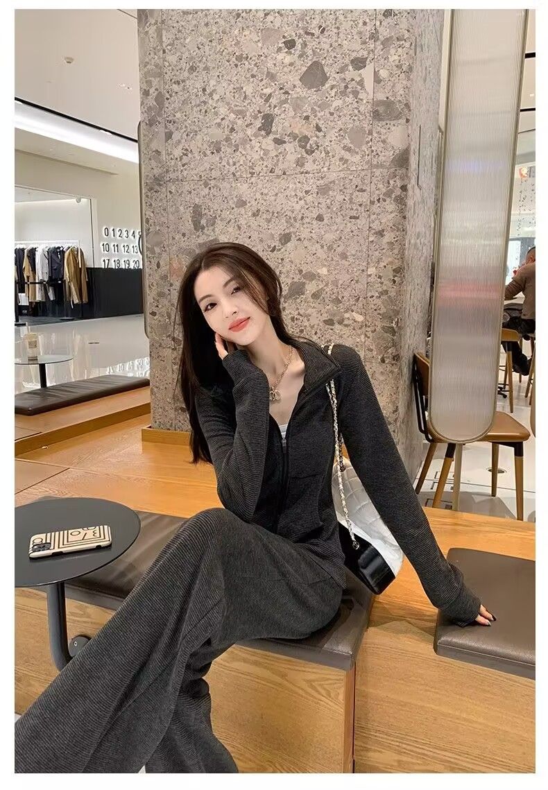 💕ins系慵懶風休閒運動服闊腿長褲套裝