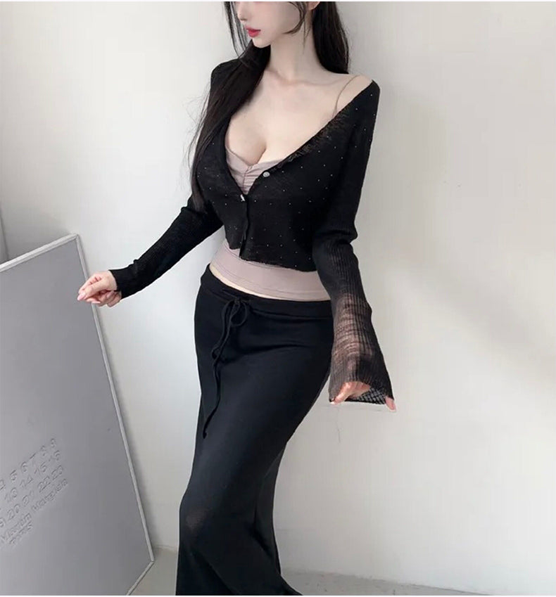 💕chic韓系垂墜感顯瘦低腰包臀魚尾半身裙