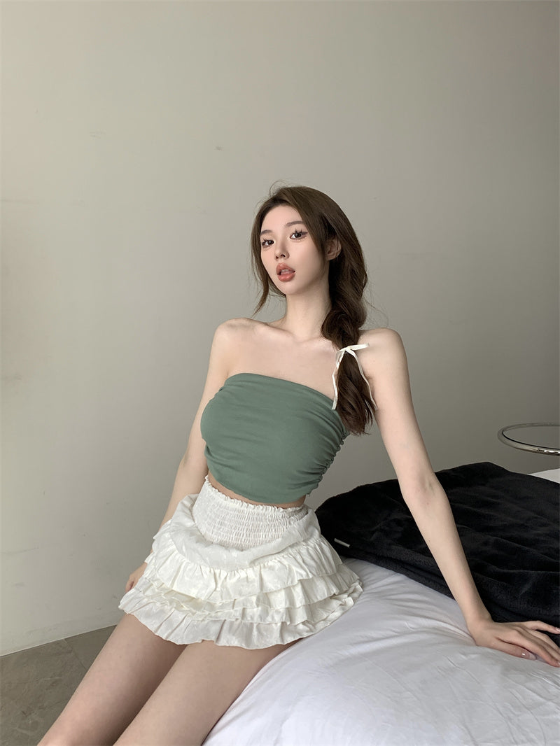 💕氣質百搭彈力修身短款抹胸背心單品