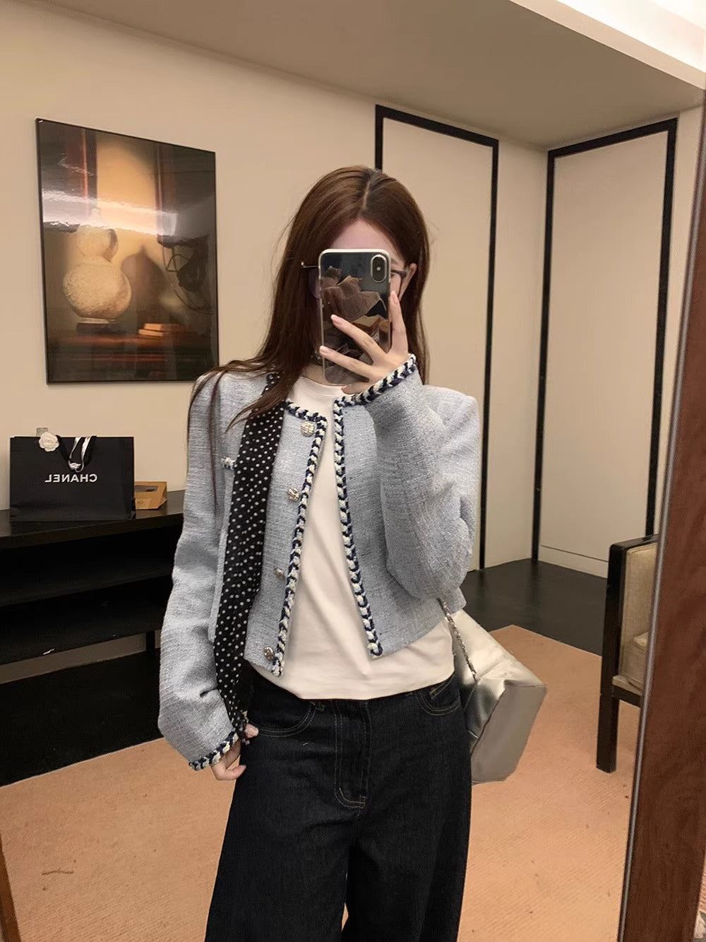 💕名媛小香風粗花呢短款長袖精緻外套