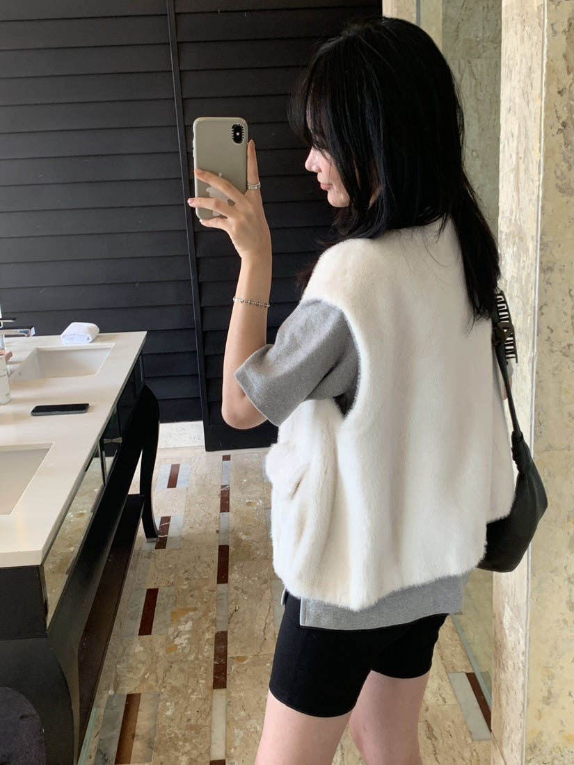 💕韓系chic水貂毛馬甲毛毛外套