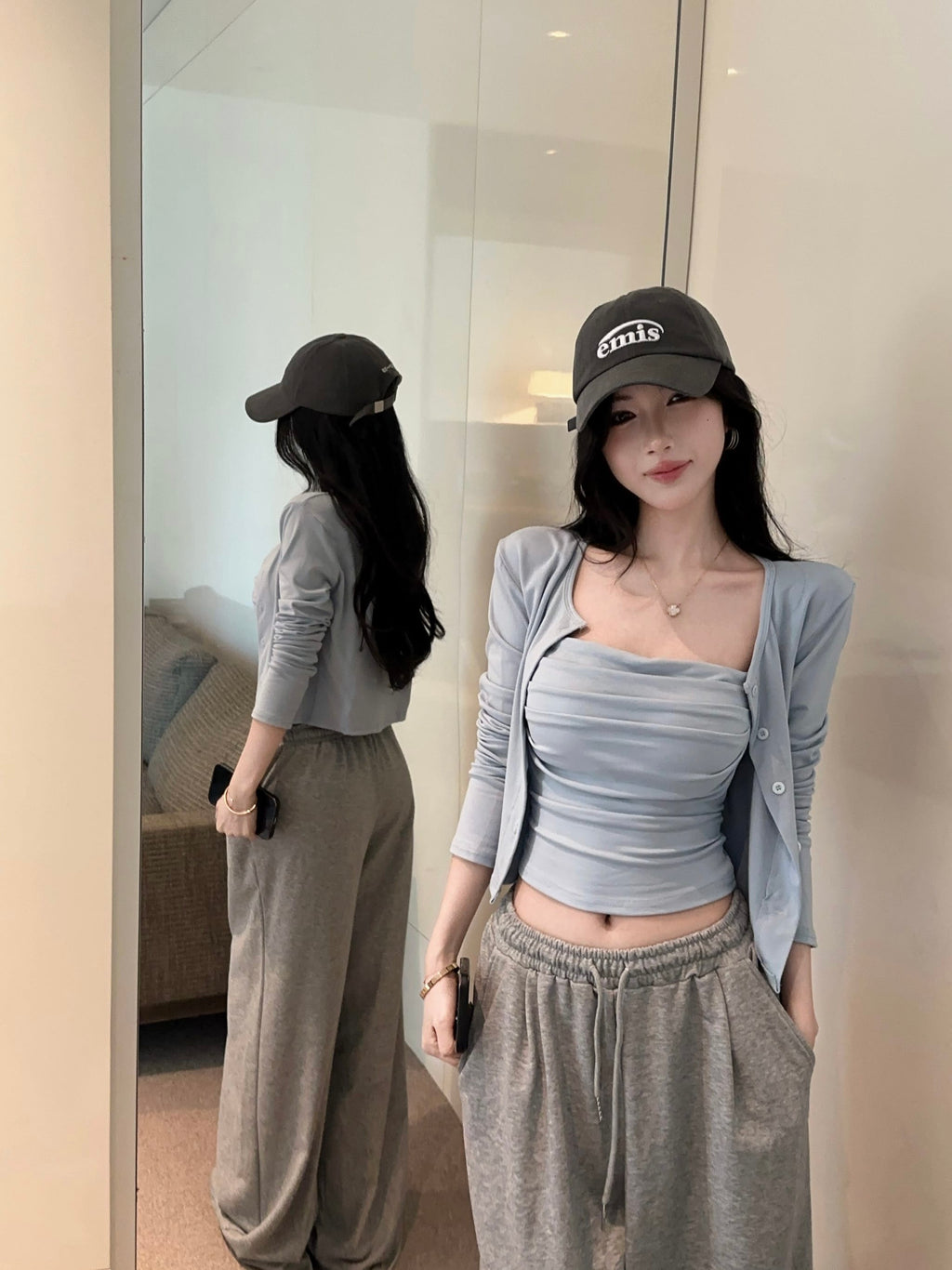💕氣質慵懶休閒褶皺兩件式套裝