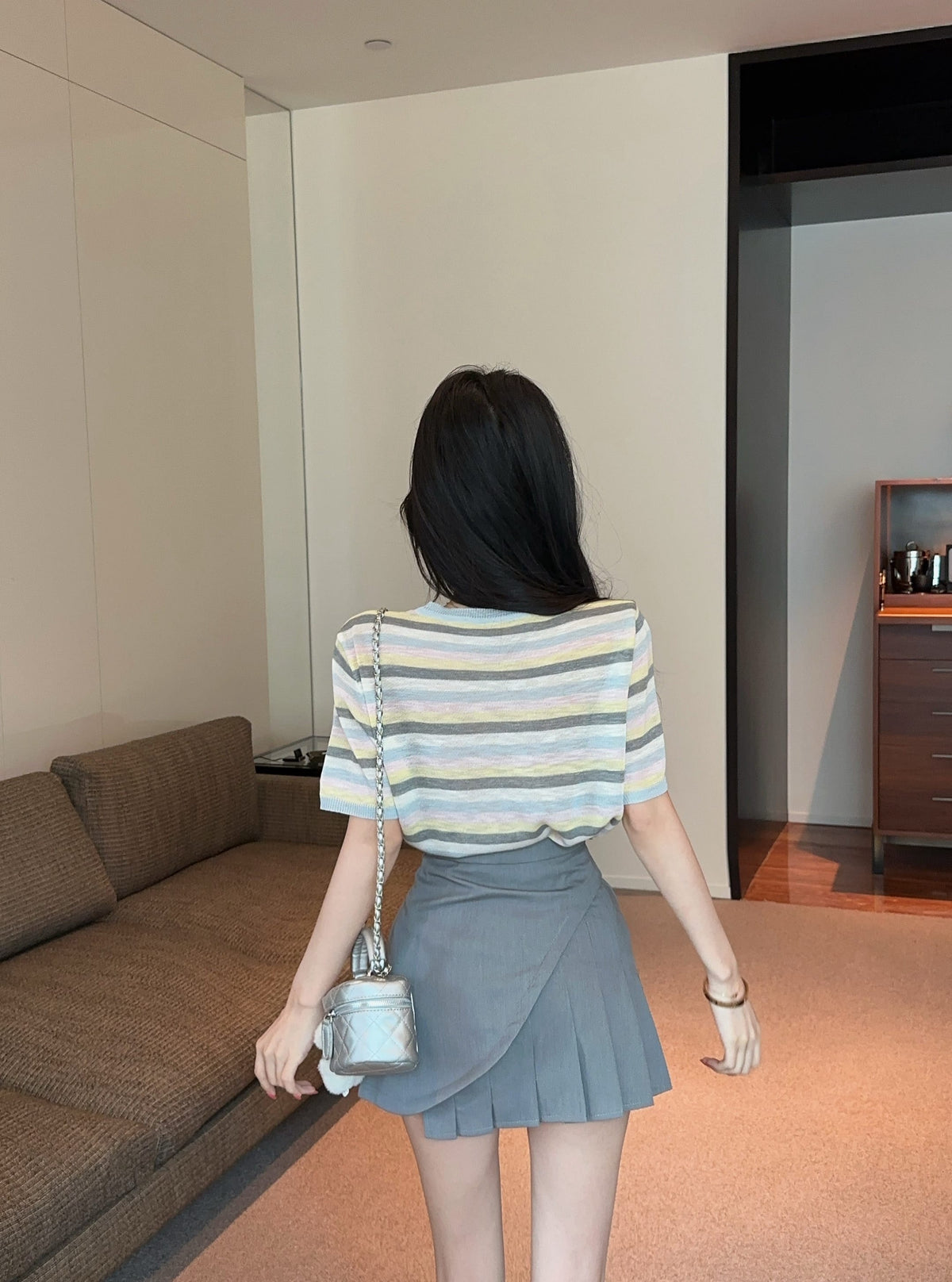 💕夏季清透感柔軟撞色條紋針織衫上衣