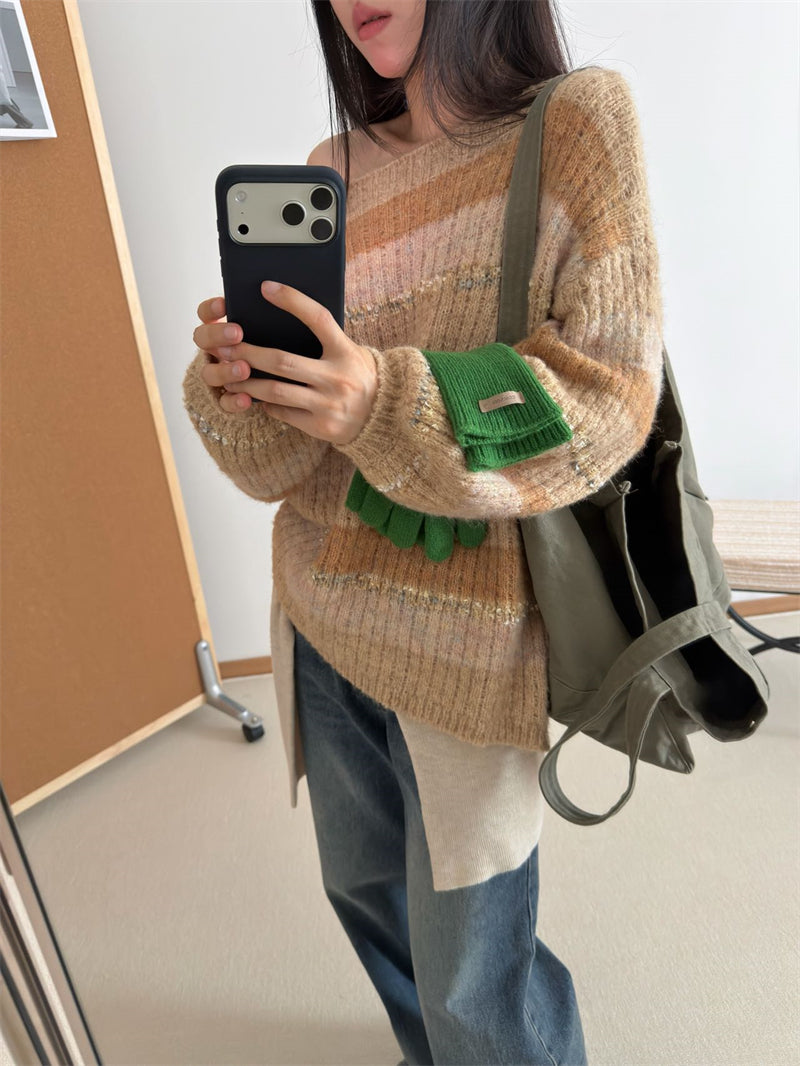 💕高級感溫柔韓系混色羊毛針織衫