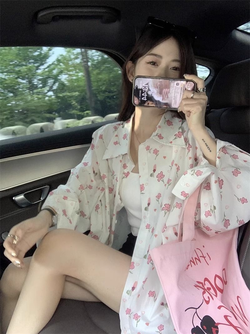 💕甜美薄款小花朵防曬襯衫外搭