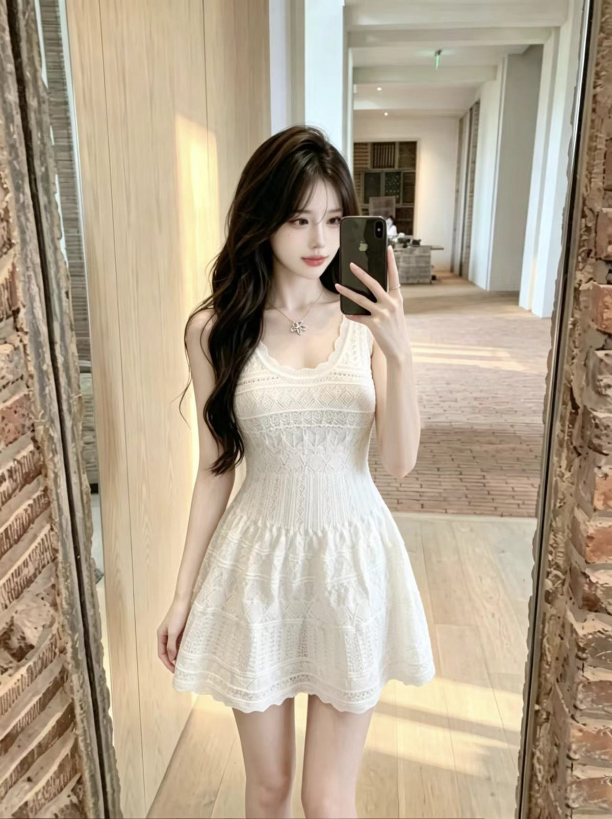 💕純欲性感蝴蝶結收腰吊帶連衣裙
