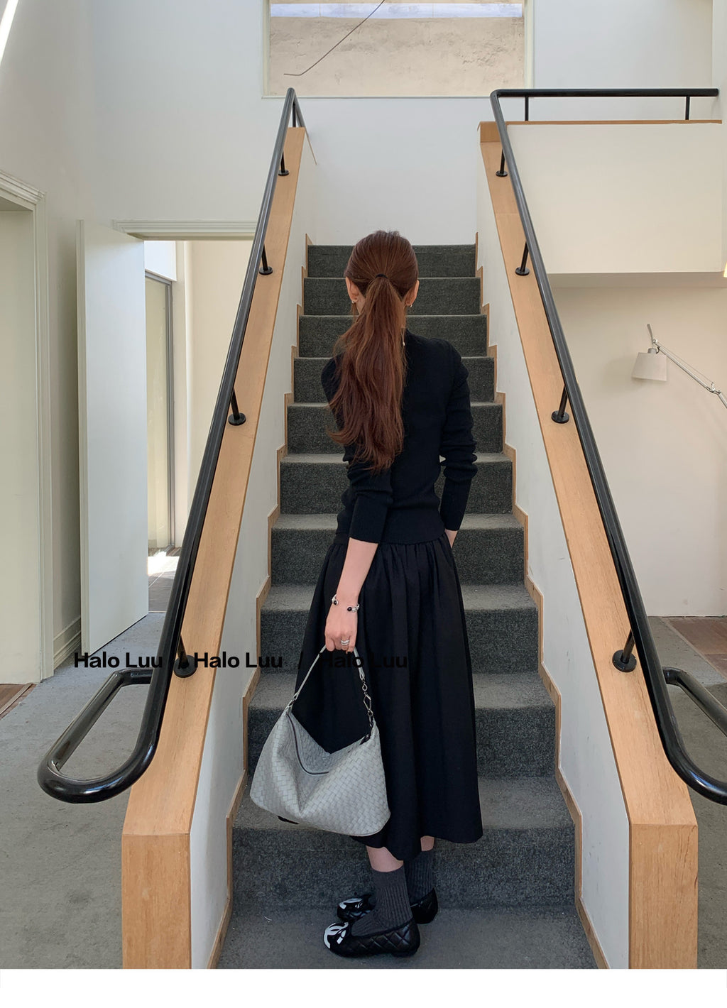 💕miu系氣質黑色金扣針織上衣