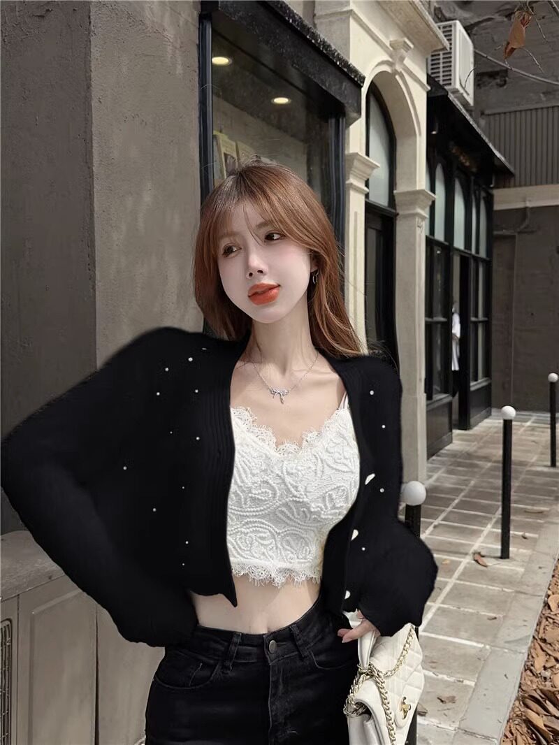 💕韓版釘珠愛心扣仿水貂絨毛衣針織衫