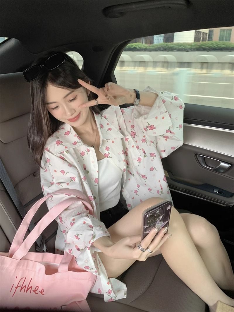 💕甜美薄款小花朵防曬襯衫外搭