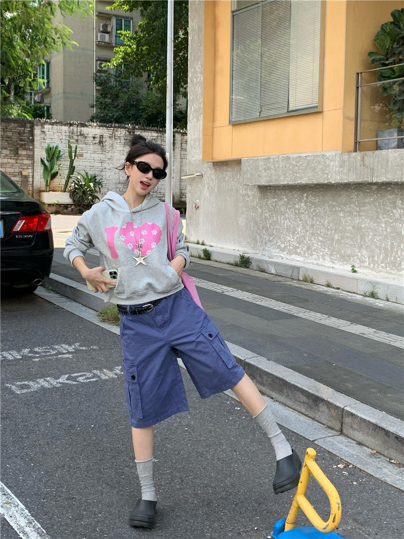 💕韓系愛心印花短款連帽衛衣