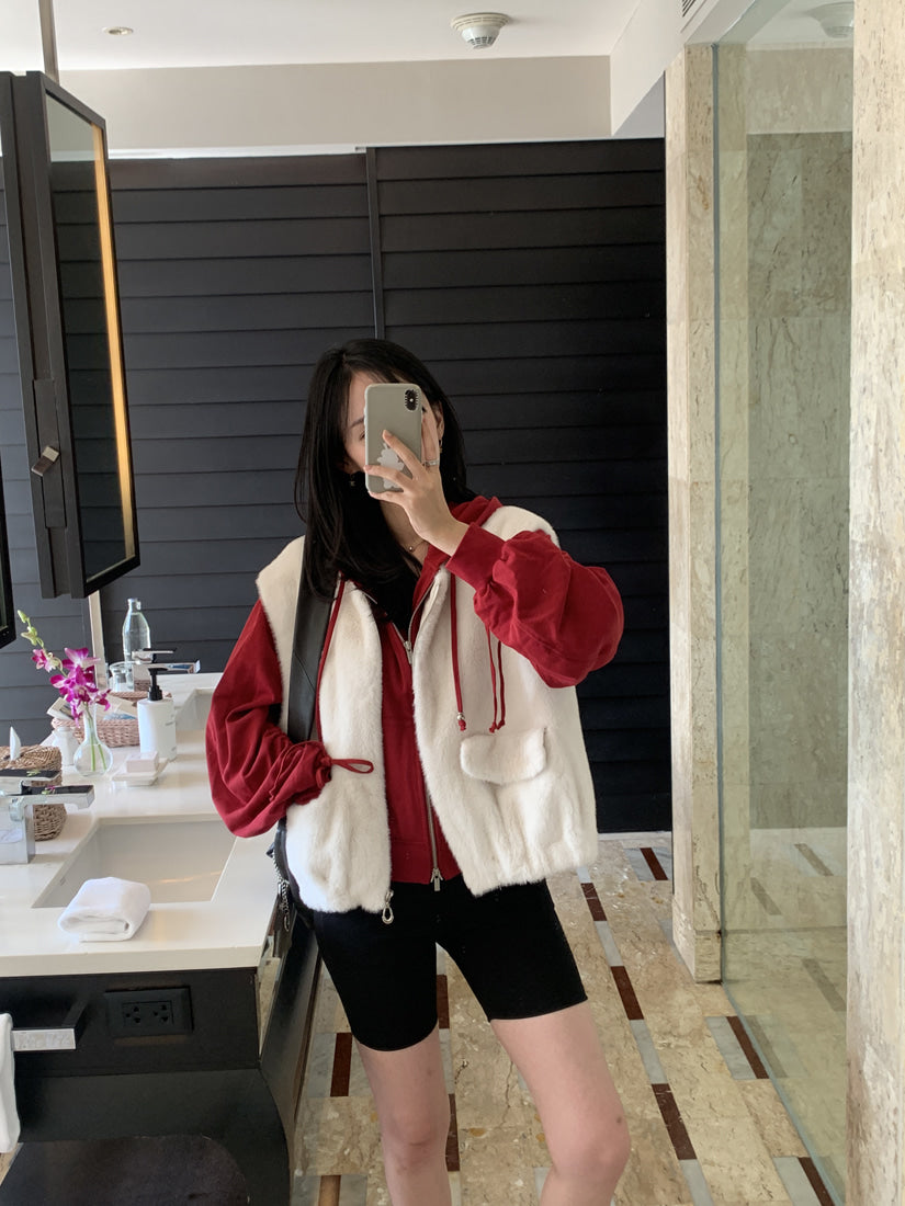 💕韓系chic水貂毛馬甲毛毛外套