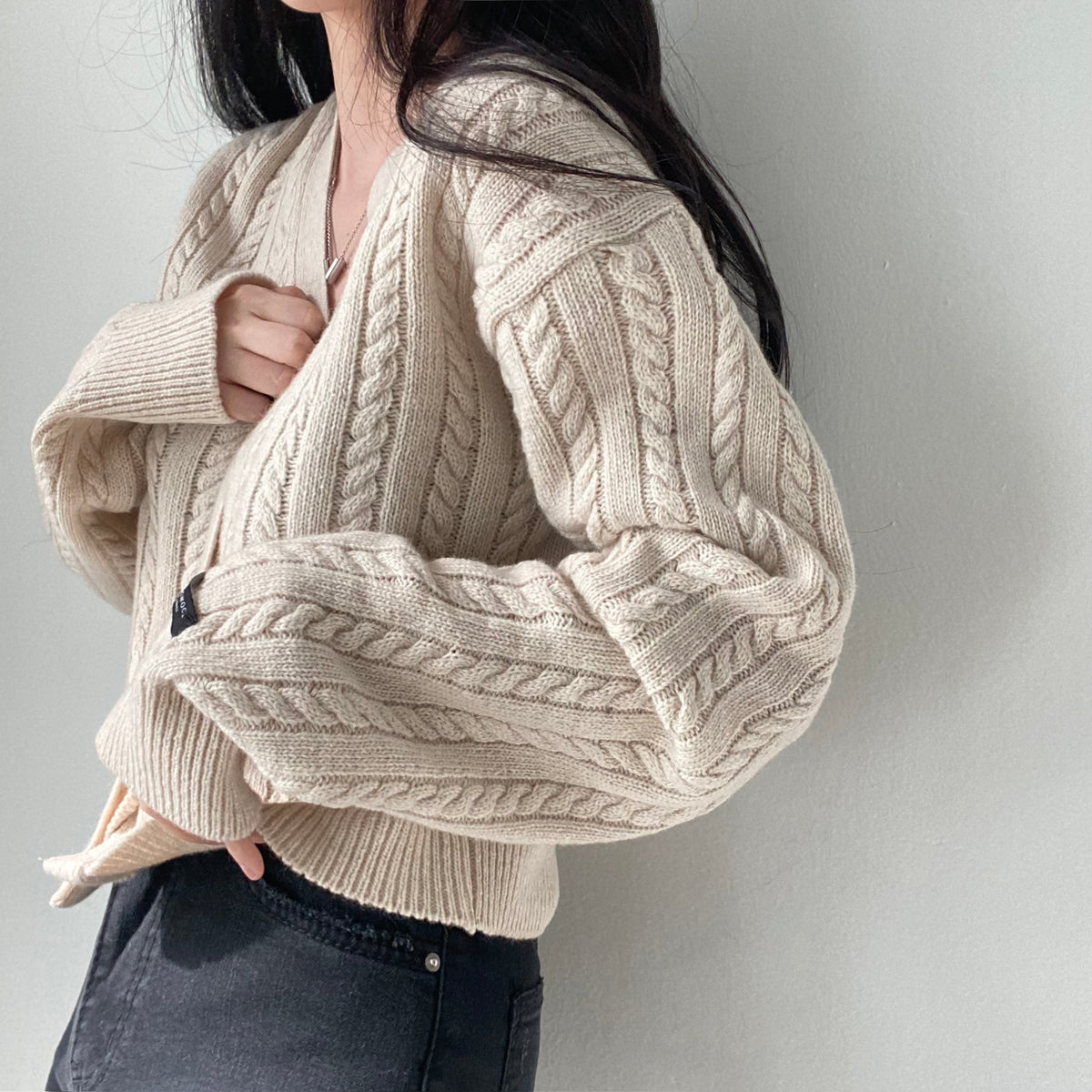 💕韓系chic秋冬復古麻花翻領毛衣