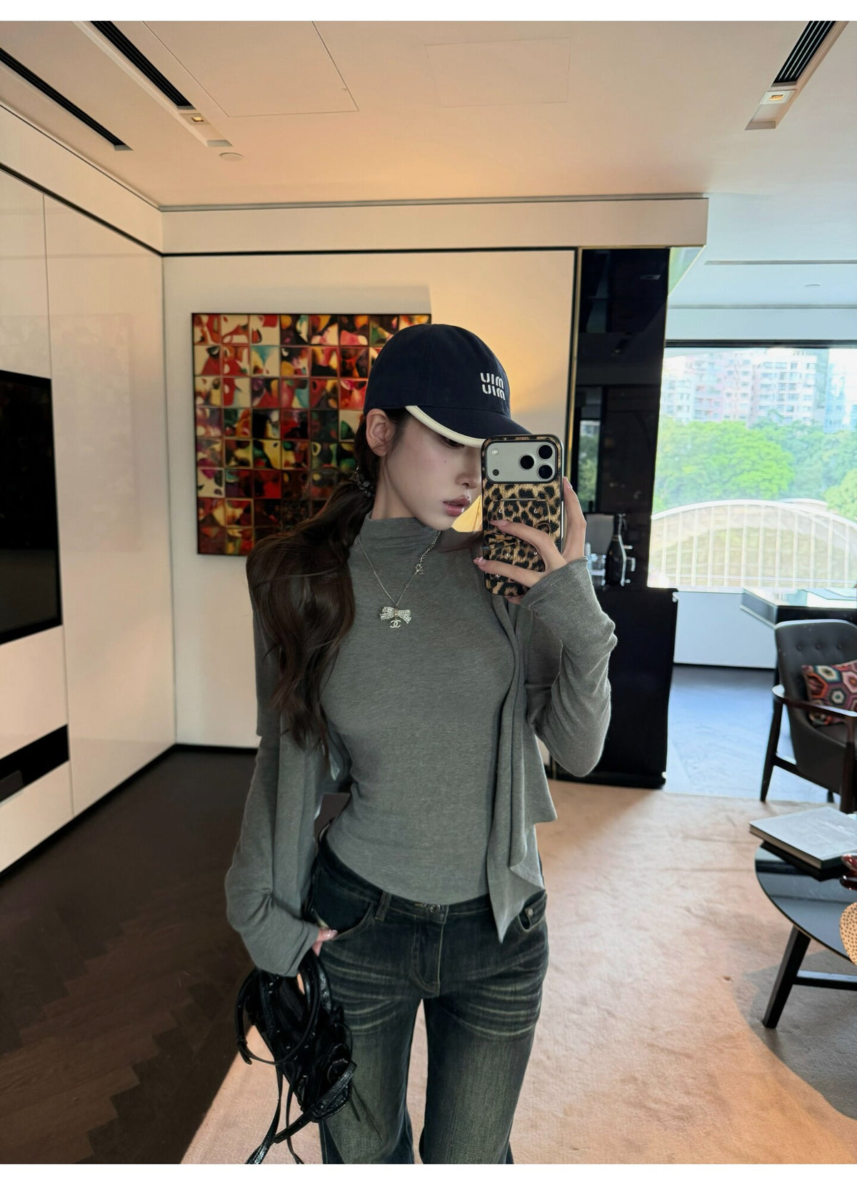 💕溫柔奶氣無袖半高領針織背心+開衫兩件套