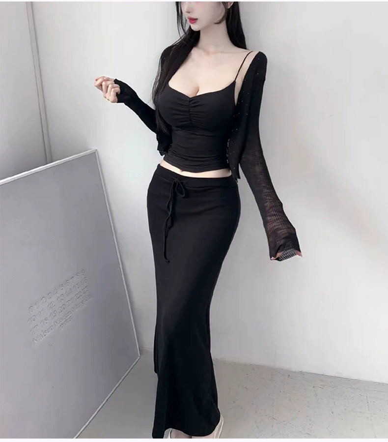 💕chic韓系垂墜感顯瘦低腰包臀魚尾半身裙