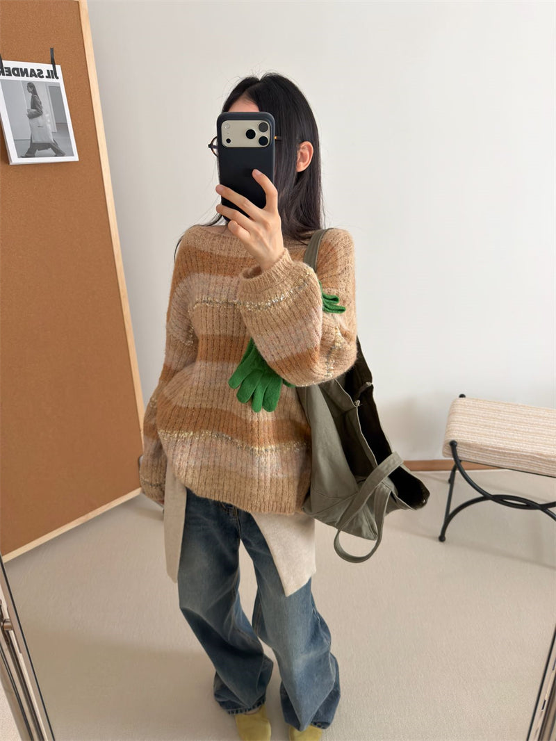 💕高級感溫柔韓系混色羊毛針織衫