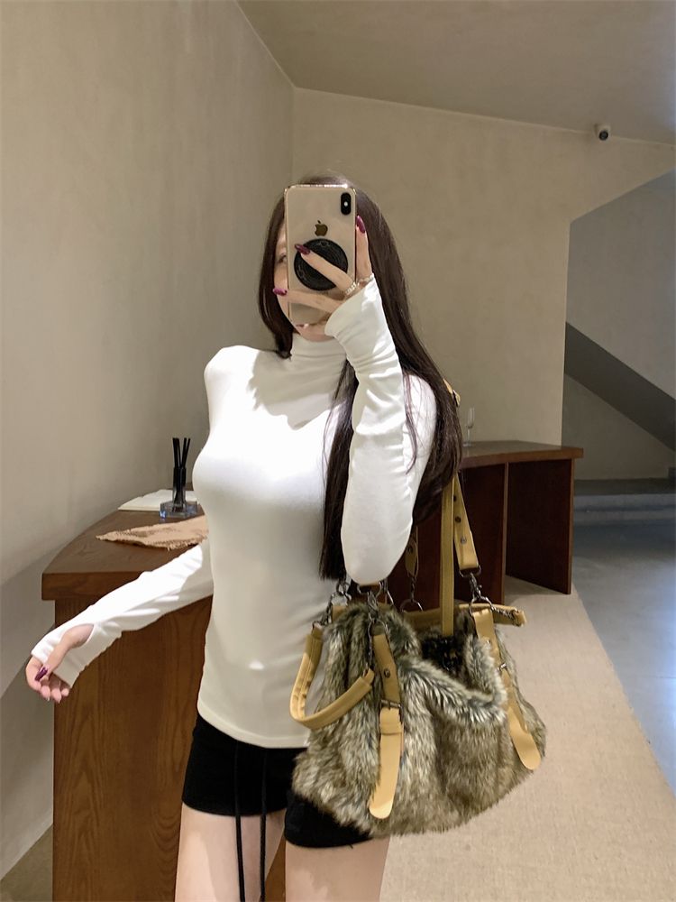 💕簡約百搭高領加絨長袖打底上衣