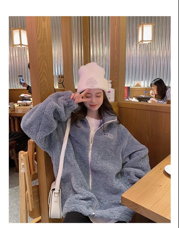 💕chic韓系羊羔毛加厚寬鬆百搭短外套