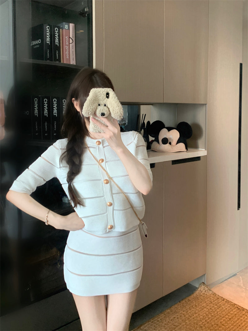 💕輕熟風拼接吊帶連衣裙外套套裝