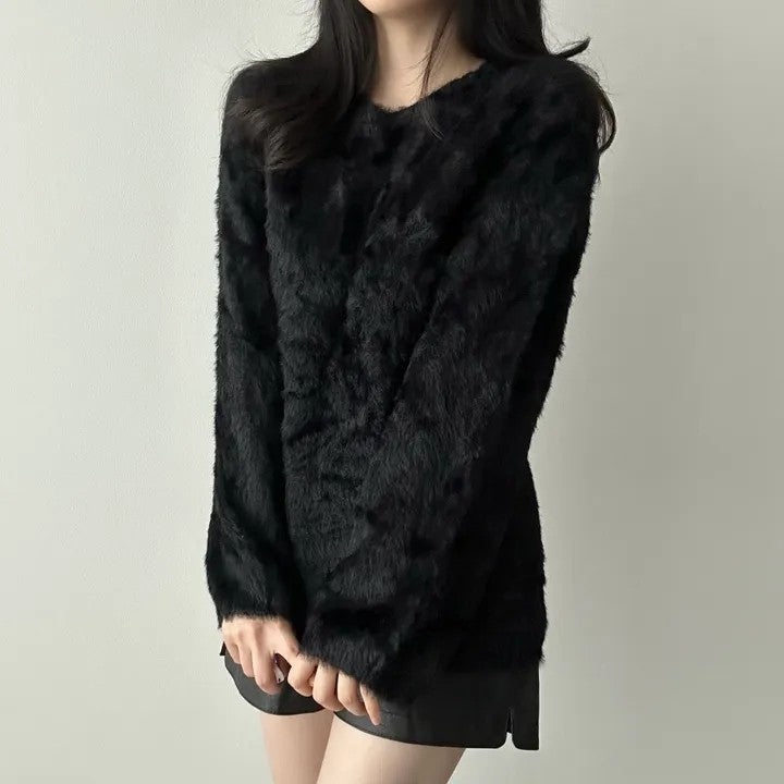 💕秋冬新款毛茸茸V領百搭毛衣上衣