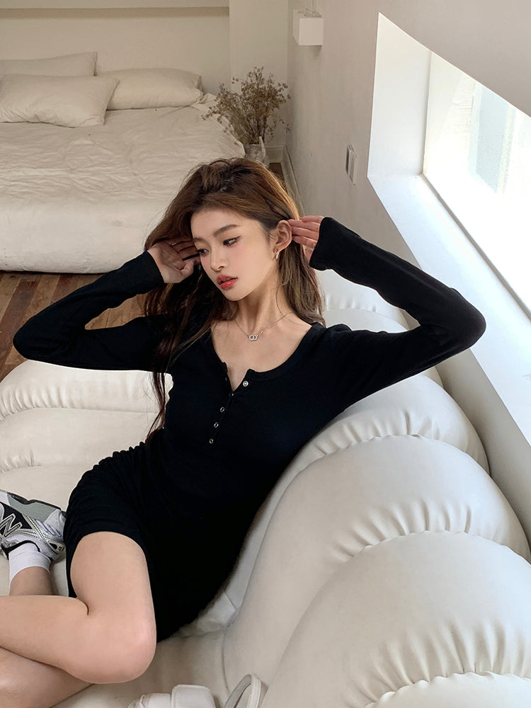 💕秋季褶皺感收腰緊身顯瘦包臀短裙
