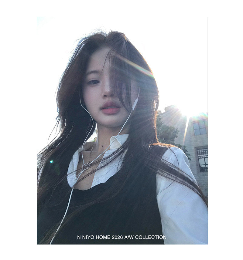💕韓系學院風撞色假兩件襯衫上衣