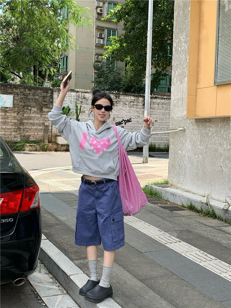 💕韓系愛心印花短款連帽衛衣