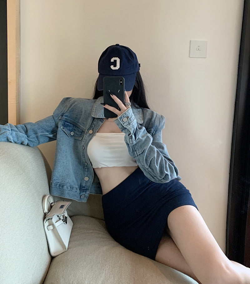 💕百搭必備顯瘦彈力氣質包臀短裙