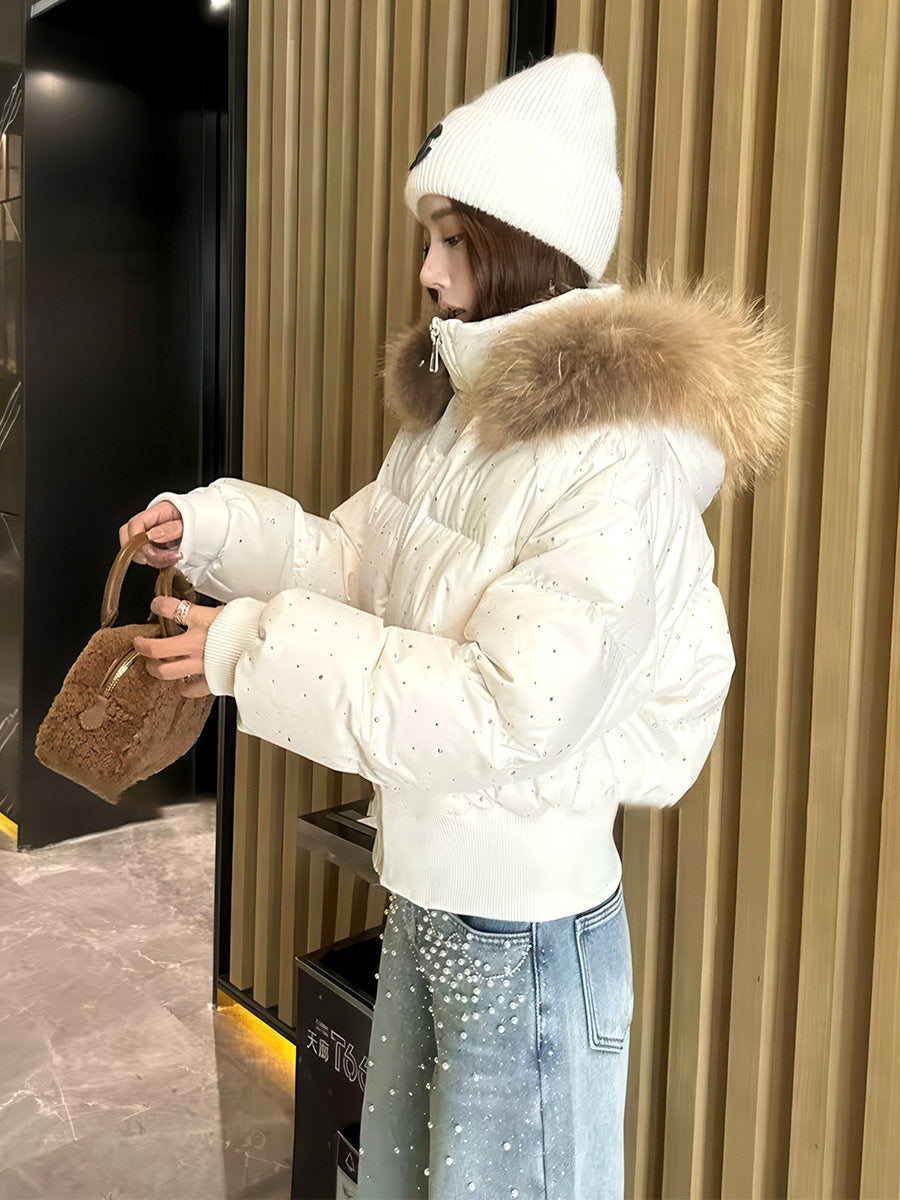 💕冬天滿天星燙鑽保暖羽絨外套