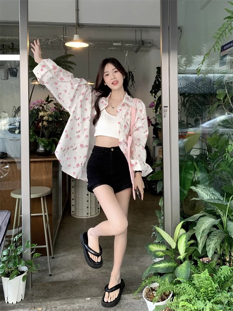 💕甜美薄款小花朵防曬襯衫外搭
