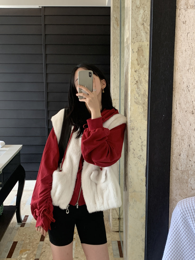 💕韓系chic水貂毛馬甲毛毛外套