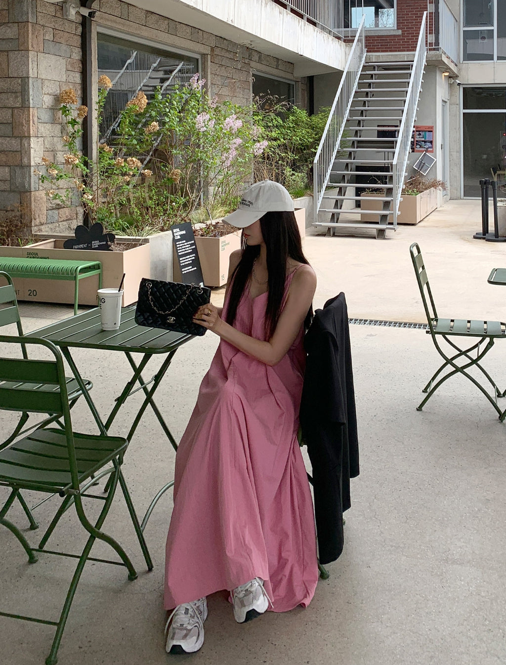 💕韓系氣質V領慵懶露背休閒度假長裙