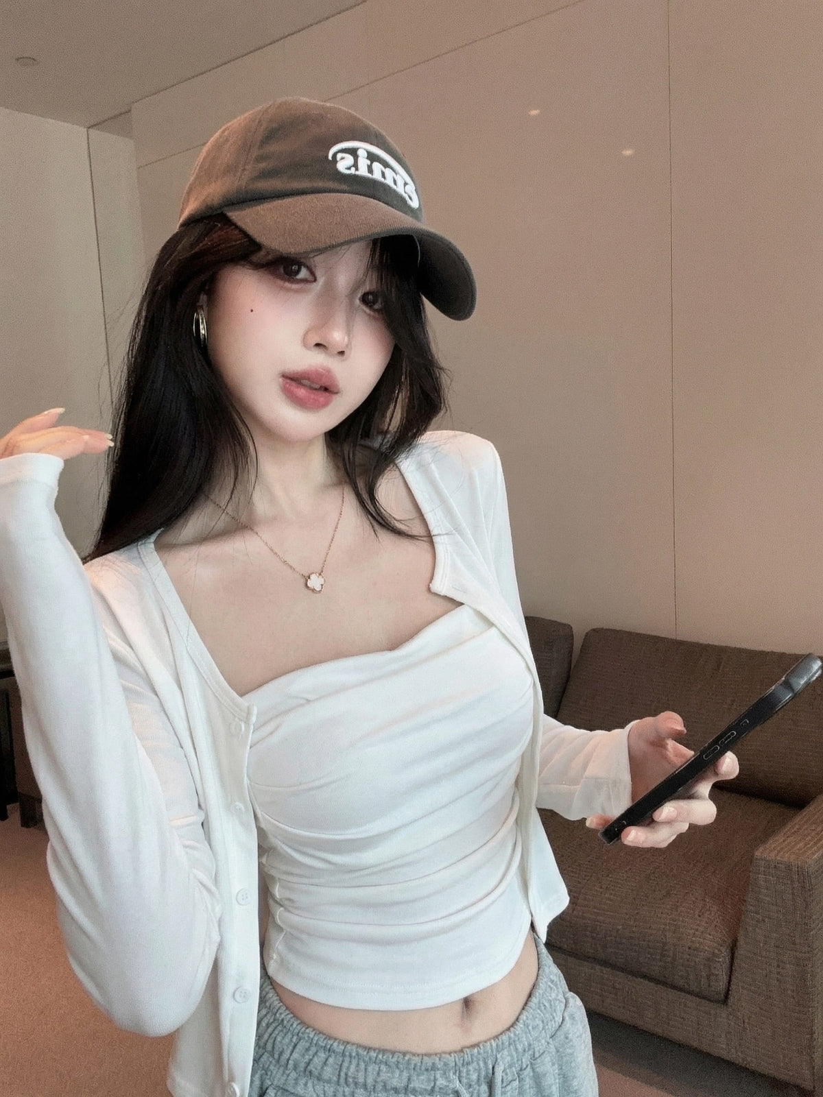 💕氣質慵懶休閒褶皺兩件式套裝