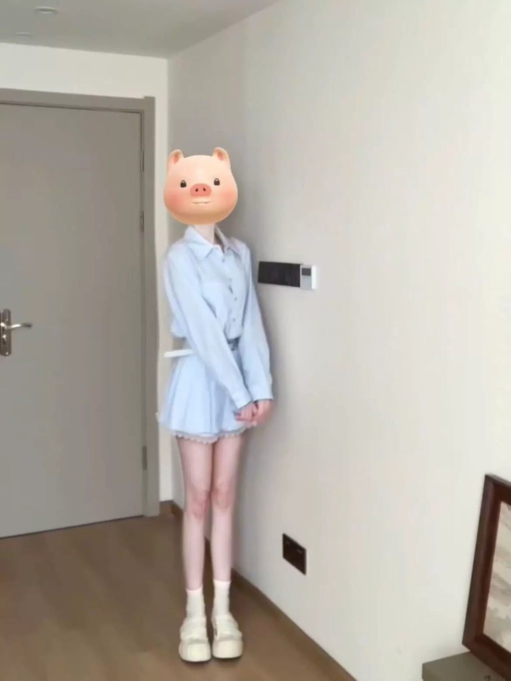 💕春夏小個子收腰有腰帶條紋襯衫連身裙