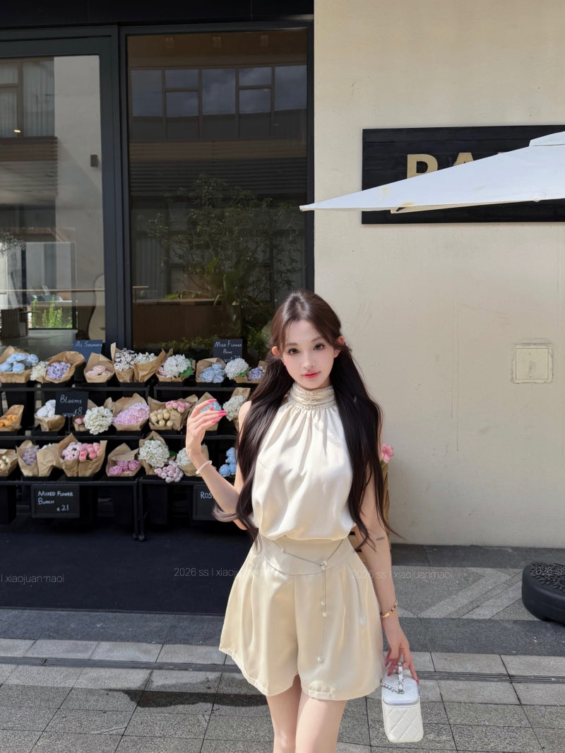 💕精緻千金感珍珠緞面套裝