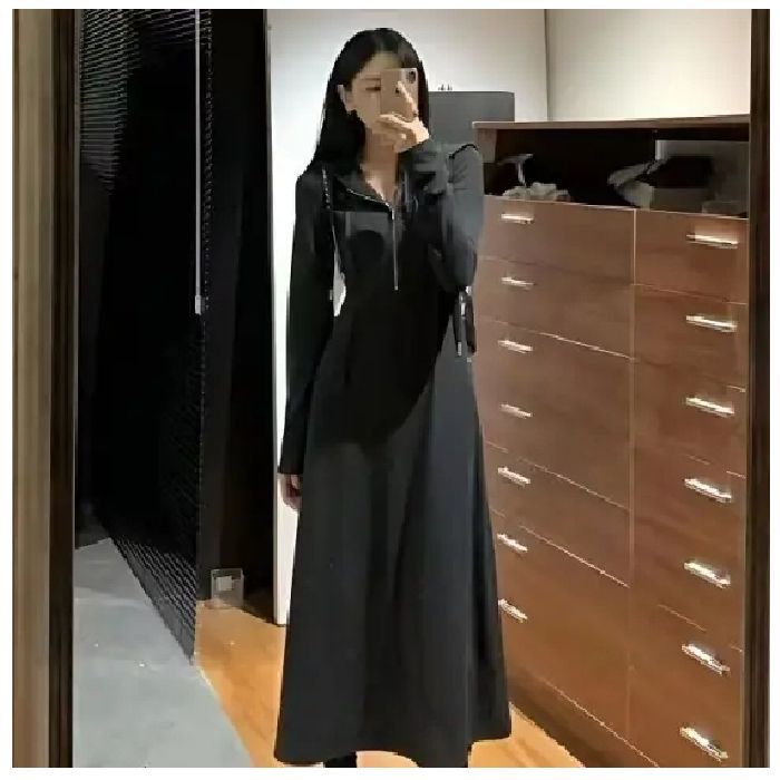 💕日常休閒高個子長款連帽衛衣連身裙