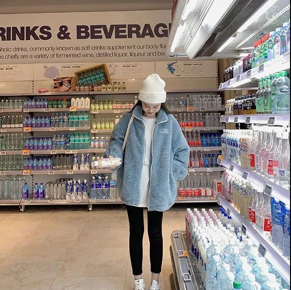 💕chic韓系羊羔毛加厚寬鬆百搭短外套